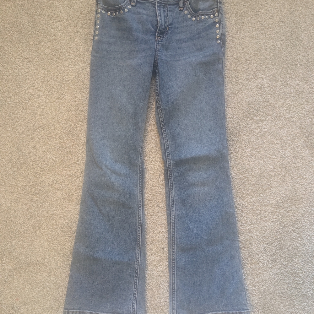 Abercrombie Kids Low Rise Bootcut Blue Jeans with Studded Details